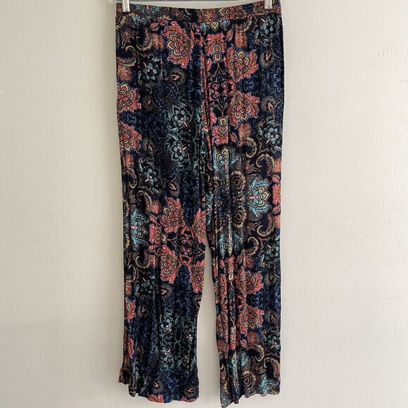 HM Boho Pull On Pants Size 8 Colorful Paisley Damask Floral Pockets Relaxed Fit - Picture 10 of 10
